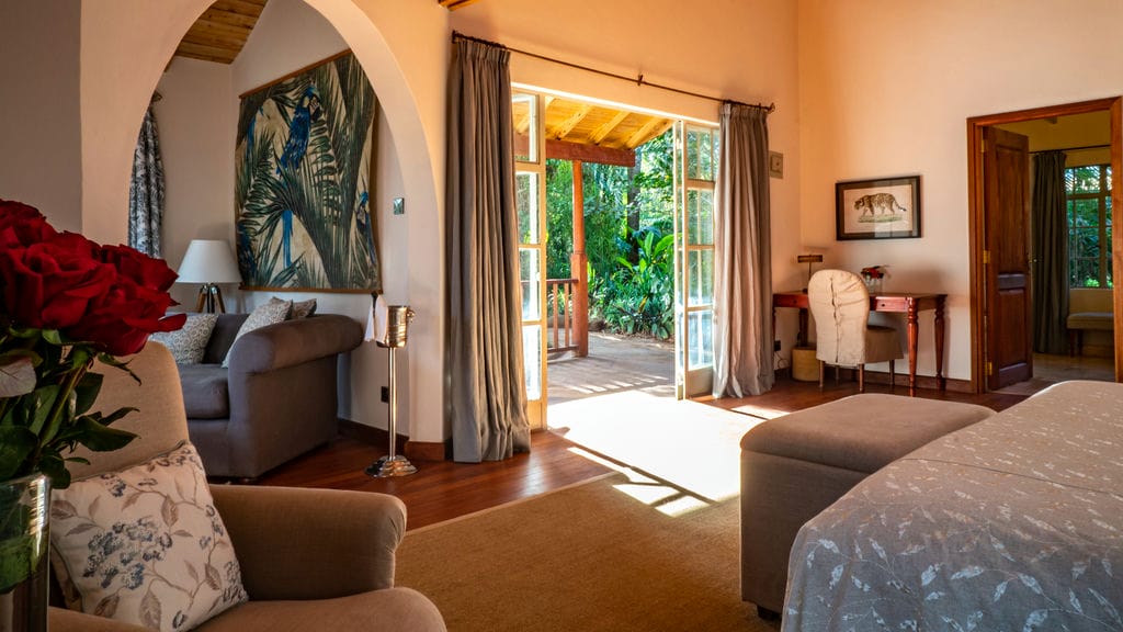Luxurious honeymoon suite at Karen Blixen Coffee Garden and Cottages, Nairobi.