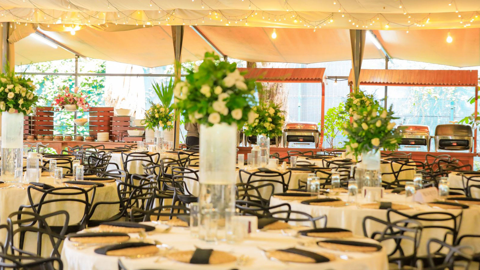 The Garden Tent set up for a company awards night at Karen Blixen Coffee Garden, Karen