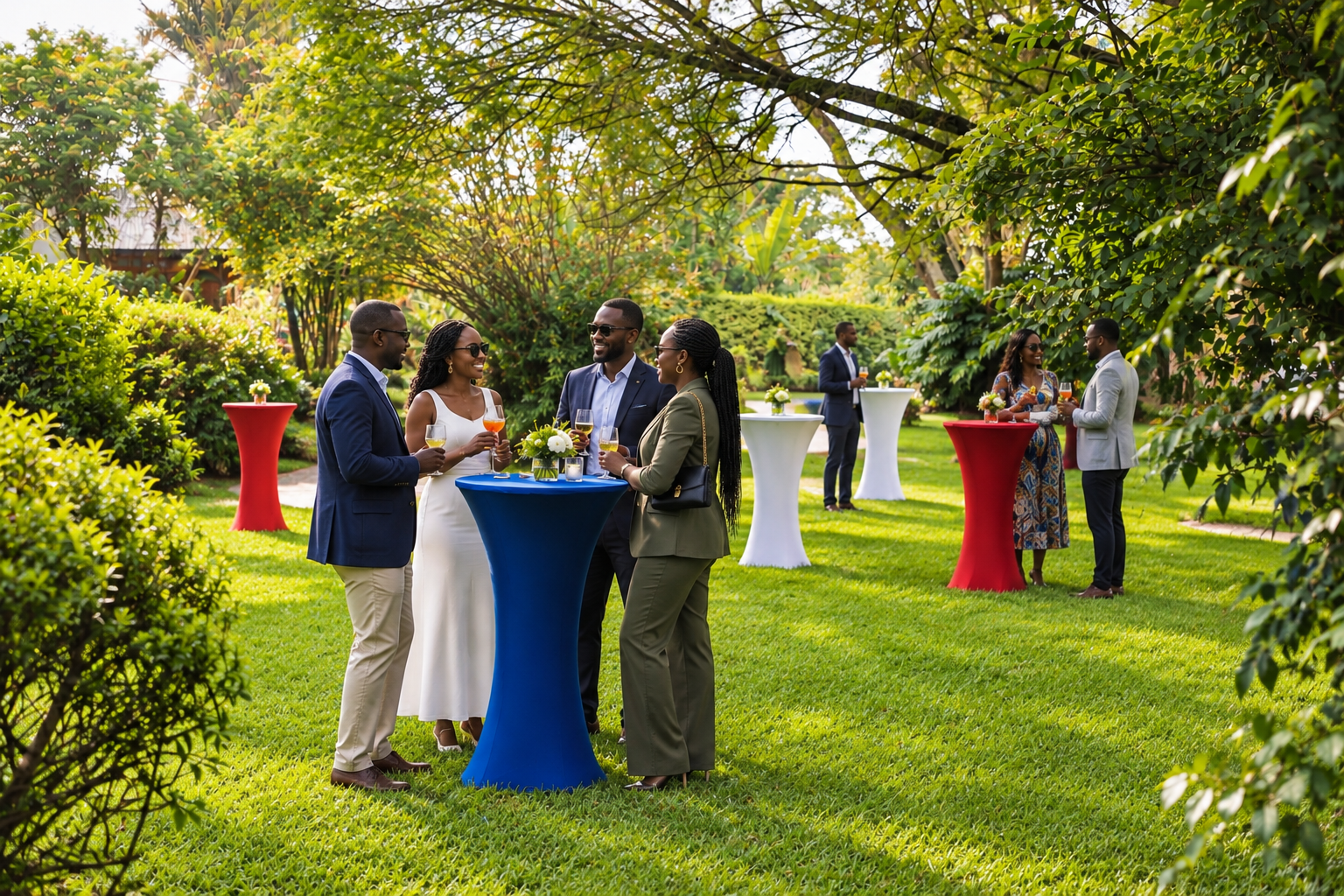 Corporate end-of-year dinner in the garden tent at Karen Blixen Coffee Garden, Karen, Nairobi
